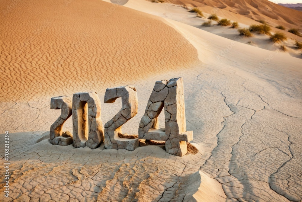Poster climate change concept in 2024. background with selective focus and copy space