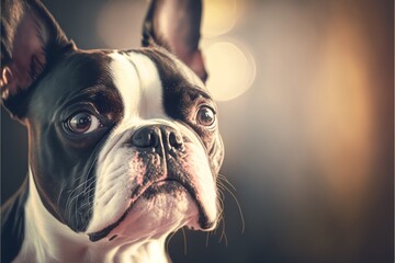 A portrait of an adorable Boston terrier.  - obrazy, fototapety, plakaty