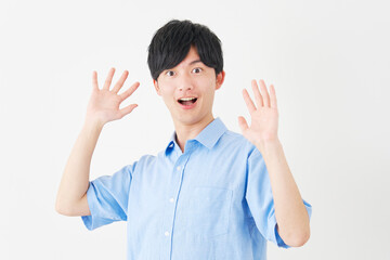 驚く男性　白背景