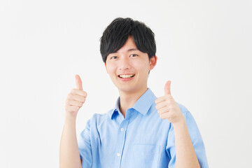 グッドサインをする男性　白背景