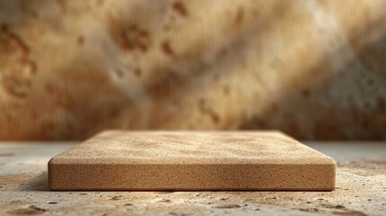 Podium in the beige sand background. Studio podium for product advertising. Stage stand. Blank podium. Display platform