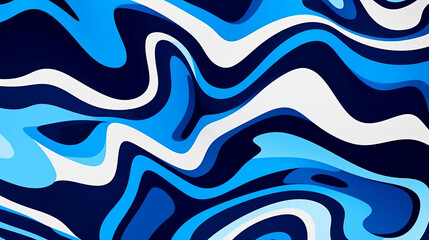 The wavy design of blue and black lines, luminous shadowing, white background, bold color blobs, abstraction-création, marble