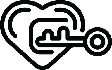 Medical heart care key icon outline vector. Well charity. Fitness facility