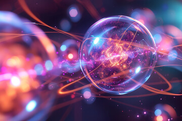 Naklejka premium Quantum Mechanics Multiverse Scientific Illustration