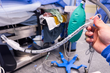anesthesia equipment ,laryngoscope, ventilation mask, LMA, and oral airway for precise intubation and airway management in a hospital