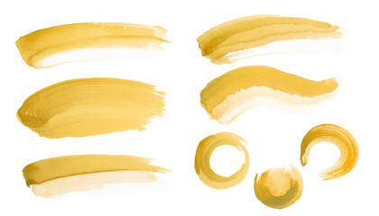 watercolor highlighter line set / collection, vector graphic resources, yellow / gold