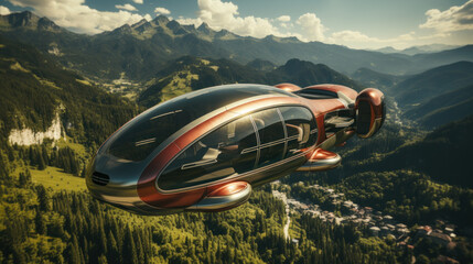 Air taxi drone of the future flying in the sky