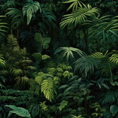 Dense tropical jungle foliage, seamless tile background © GB