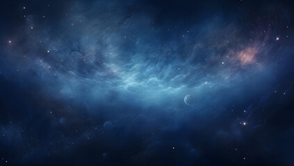 abstract wallpaper of blue space nebula. Generative AI