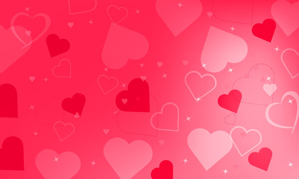 Valentine's day background with red and pink hearts.
