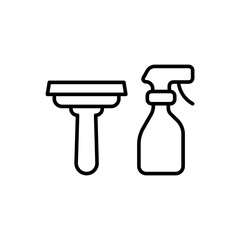 Cleaning tool outline icons, minimalist vector illustration ,simple transparent graphic element .Isolated on white background