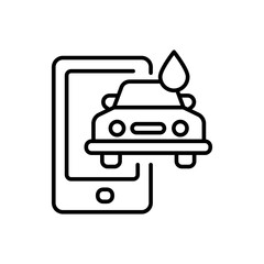 Car wash app outline icons, minimalist vector illustration ,simple transparent graphic element .Isolated on white background