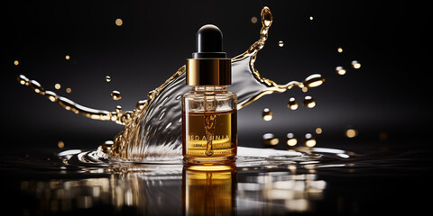 unbranded mockup cosmetic oil serum with plashin oil in the background 