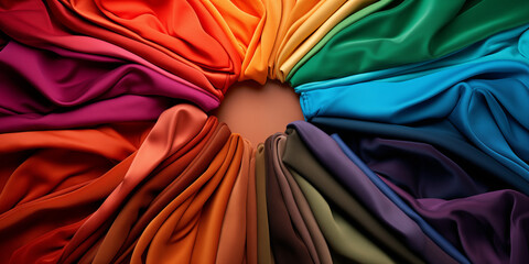 Different colors of textiles fabrics shawls for color analize, or choose your colors from a palette
