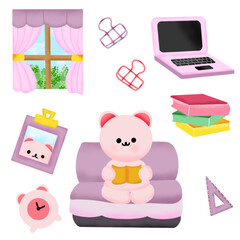 cute pink bear at home