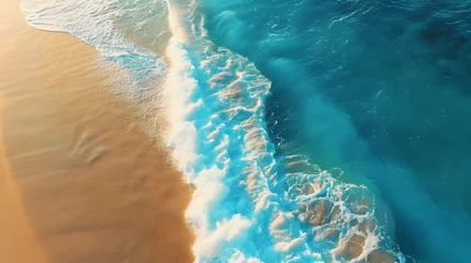 Foto op Canvas sea ​​waves hitting the beautiful beach sand © Dicky