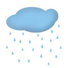 Doodle clouds rainy weather illustration with blue color that can be use for social media, sticker, wallpaper, e.t.c