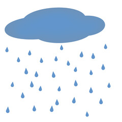 Doodle clouds rainy weather illustration with blue color that can be use for social media, sticker, wallpaper, e.t.c