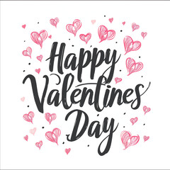 Obraz premium Valentine's Day Calligraphy and Hearts