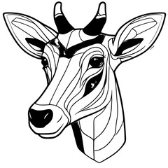 Impala Head SVG Black and White Illustration Art Generative AI.