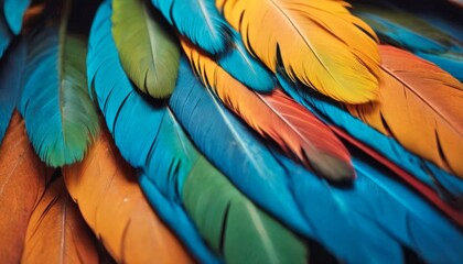 Fototapeta premium close up background texture of blue colorful macaw parrot bird feathers in beautiful patterns for design of interior and exterior job