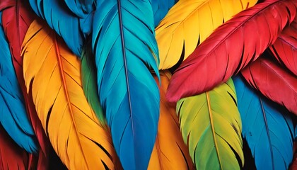 close up background texture of blue colorful macaw parrot bird feathers in beautiful patterns for design of interior and exterior job