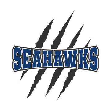 Seahawks sport mascot emblem animal scratch claw stripes spirit school team.