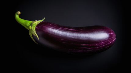 Single eggplant on dark background, close up
