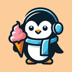 A minimalist mascot logo of a penguin 