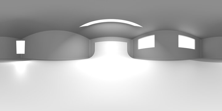 VR 360 studio panorama with reflections. Animation 3D hdri