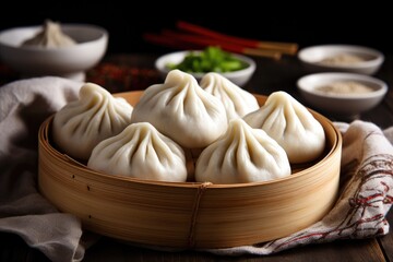Xiaolongbao on bamboo tray