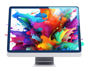 Colorful Splashes on Computer Monitor