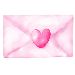 pink envelope with heart watercolor 