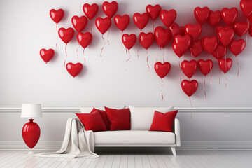 Valentine's Day room with hearts balls