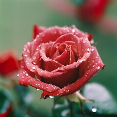 red rose with water drops,close-up