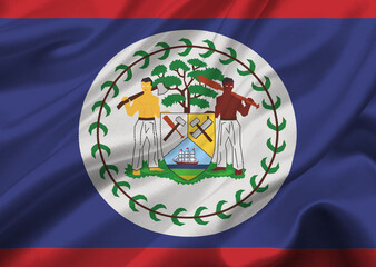 Belize flag waving in the wind.