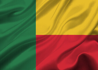 Obraz premium Benin flag waving in the wind.