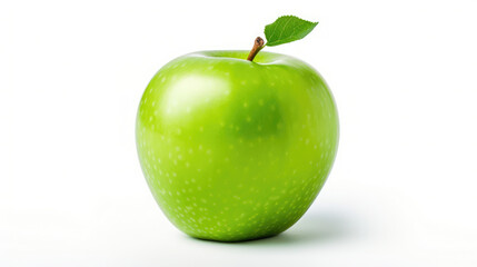 Vibrant Green Apple with Fresh Water Droplets Isolated on White Background