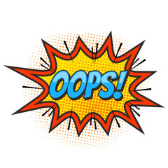 Oops text expression comic pop art style