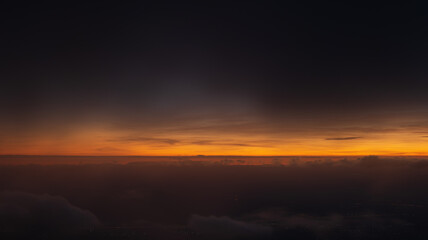 Bright orange sky and light of the sunrise at morning.