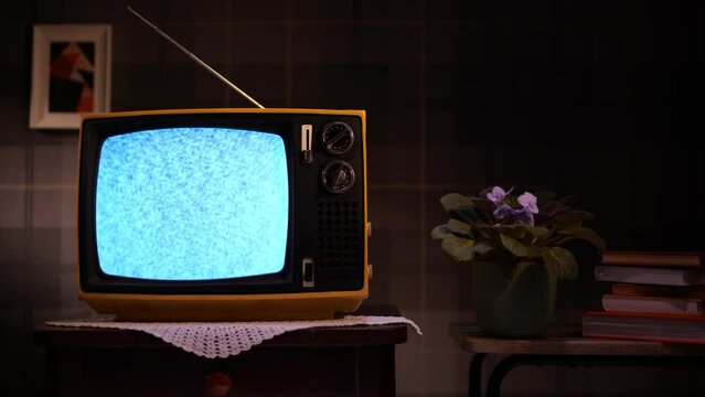 Vintage living room with TV from 70s