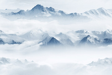 Fototapeta na wymiar snow covered mountains landscape background wall texture pattern seamless wallpaper