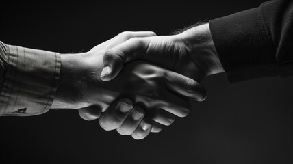 A business handshake against a dark background - obrazy, fototapety, plakaty