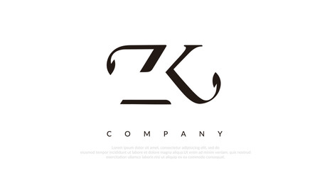 Initial ZK Logo Design Vector 
