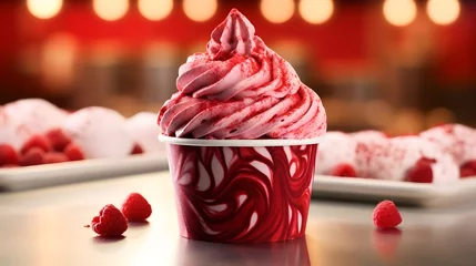 Fotobehang Red velvet cheesecake frozen yogurt © Visual Aurora
