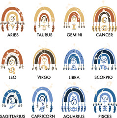 Set of icons of zodiac signs