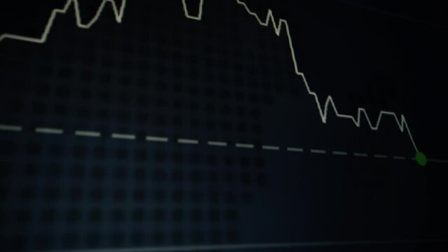 Stock market graph screen monitor with point up and down price or electrocardiogram ecg graph on the patient monitor