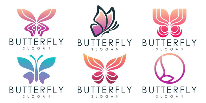 set of butterfly logo design template . Vector illustration