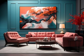 Radiant coral and midnight teal creating a vibrant and captivating scene