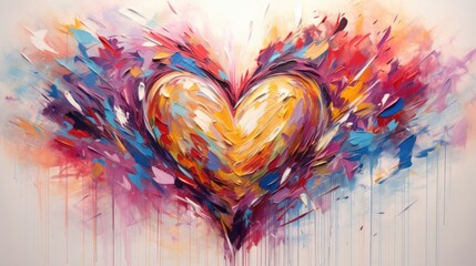 Mesmerizing expressionist artwork portraying the chaotic and beautiful formation of the heart through a flurry of energetic strokes.